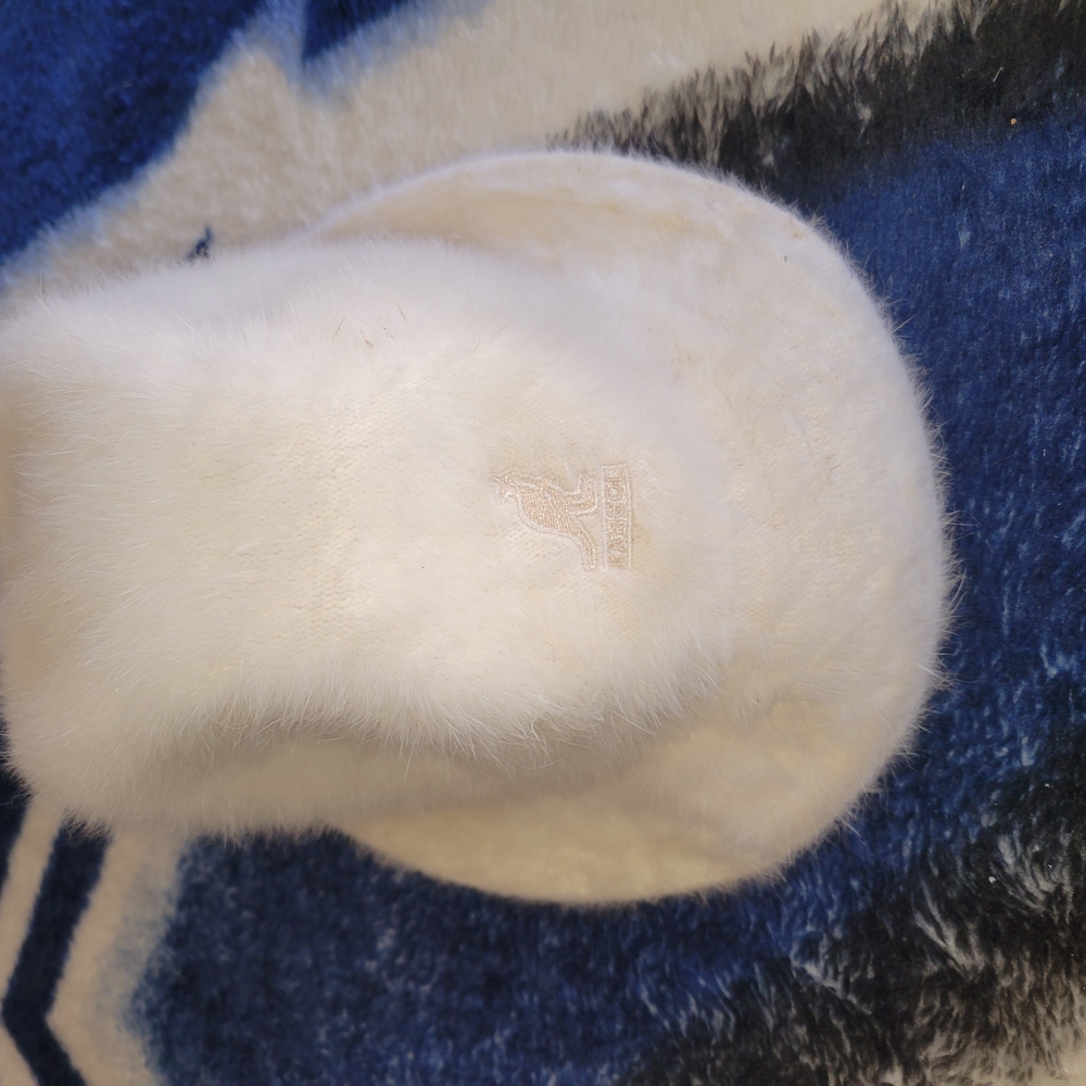 Kangol Angora Cream Fuzzy Fedora Hat Size M